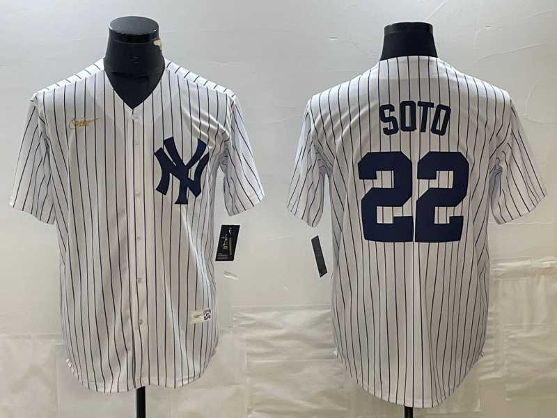 Mens New York Yankees #22 Juan Soto White Throwback Stitched MLB Cool Base Nike Jersey